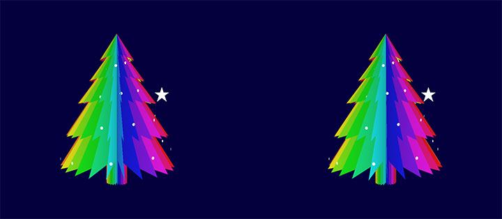 css3绘制的卡通彩色圣诞树旋转动画特效插图源码资源库