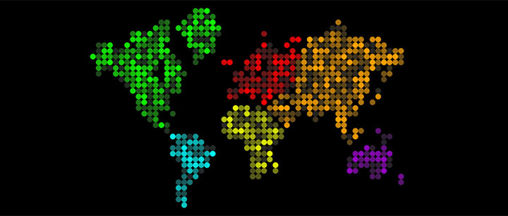 css3彩色点像素世界地图特效插图源码资源库