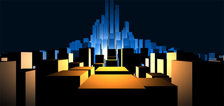 酷炫HTML5 Canvas 3D城市建筑模型动画特效插图源码资源库