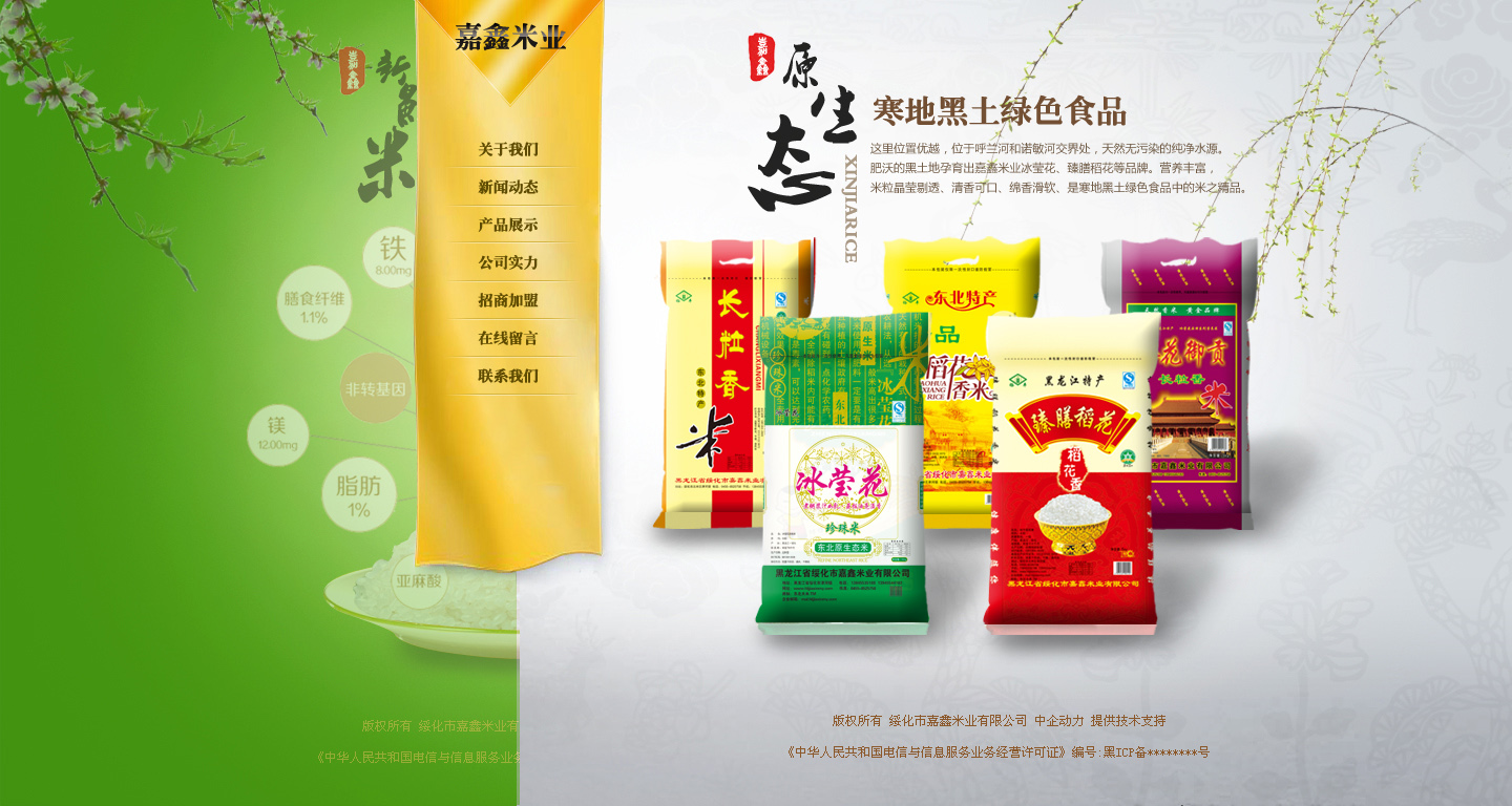 绿色食品嘉鑫米业公司网站模板psd下载_企业网站模板插图源码资源库