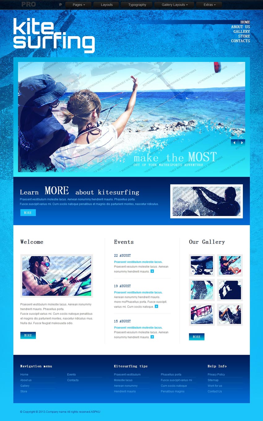 蓝色的海洋冲浪主题网站模板html源码下载_企业网站模板插图源码资源库
