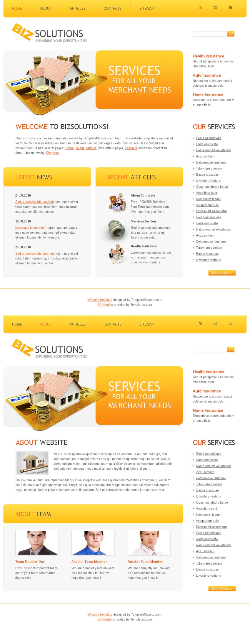 橙色简单的网页商务网站模板html全站源码下载_企业网站模板插图源码资源库
