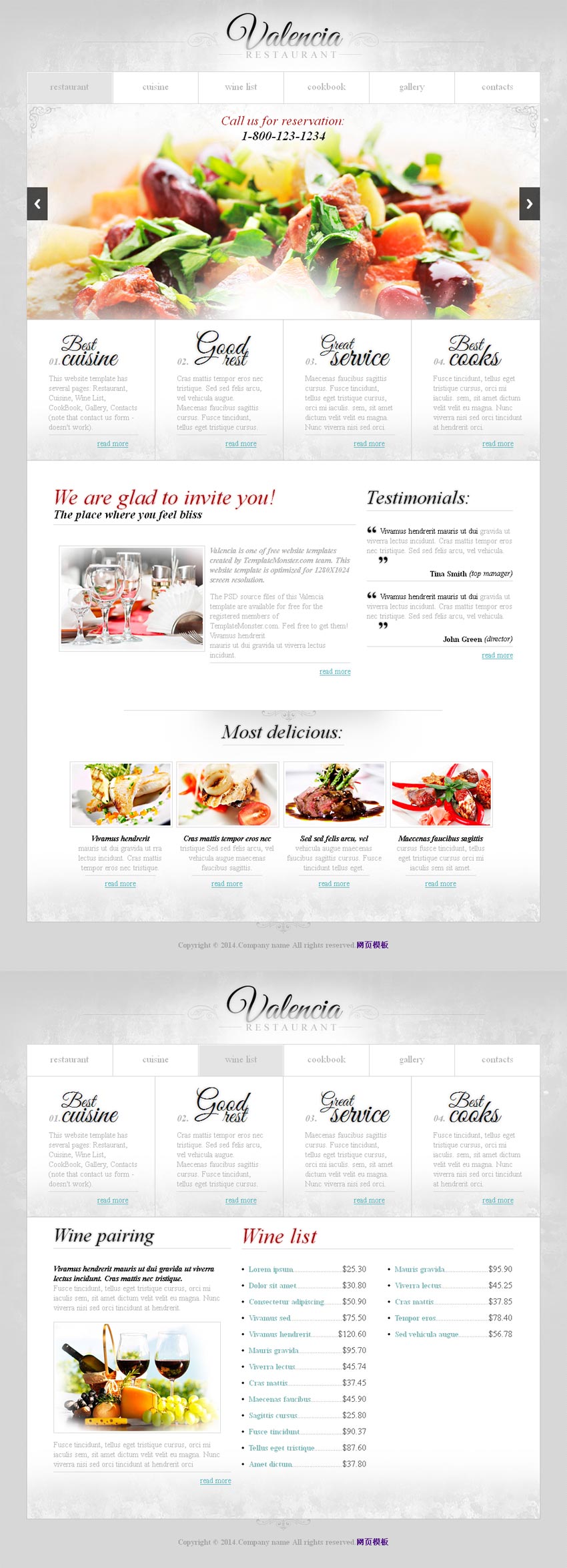 欧美白色的餐饮食品类网站HTML网页模板整站下载_企业网站模板插图源码资源库