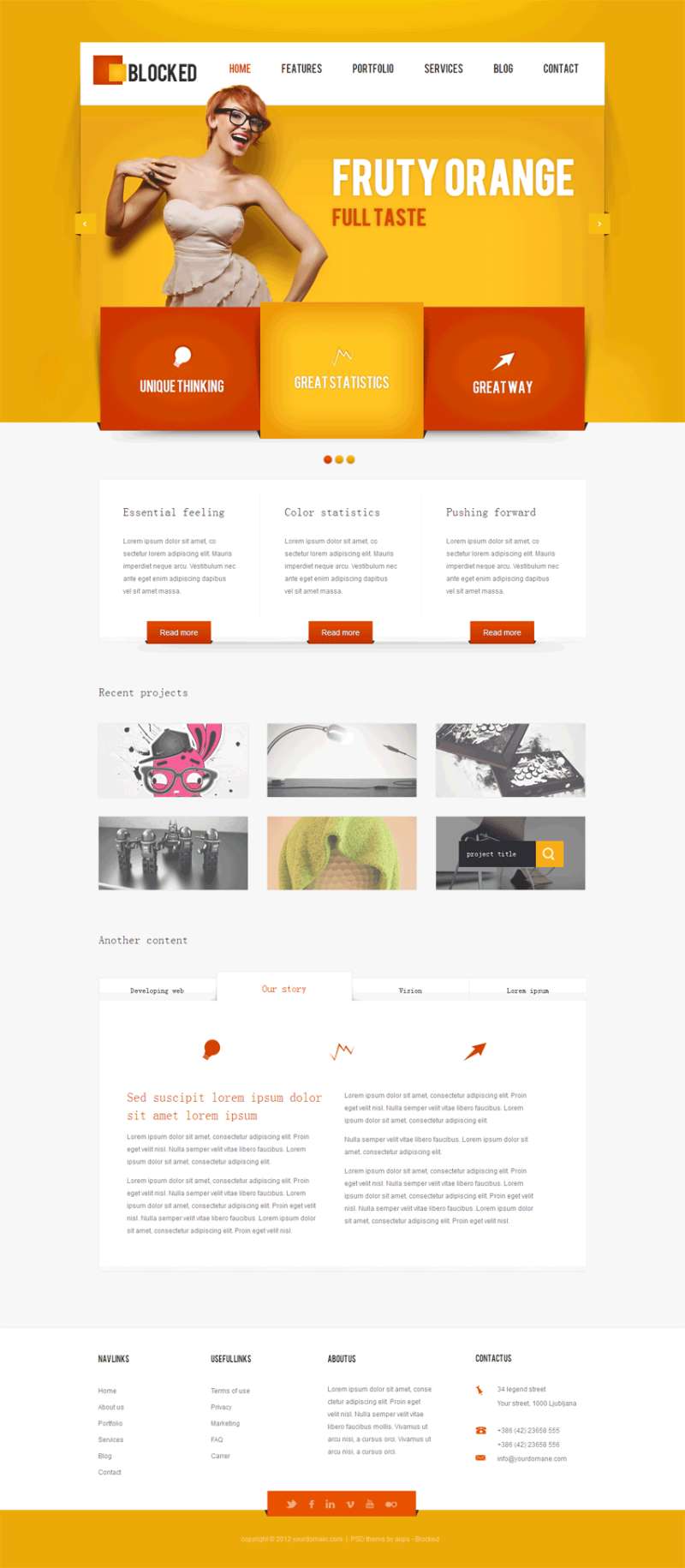橙色的设计公司网站模板html全站下载_企业网站模板插图源码资源库