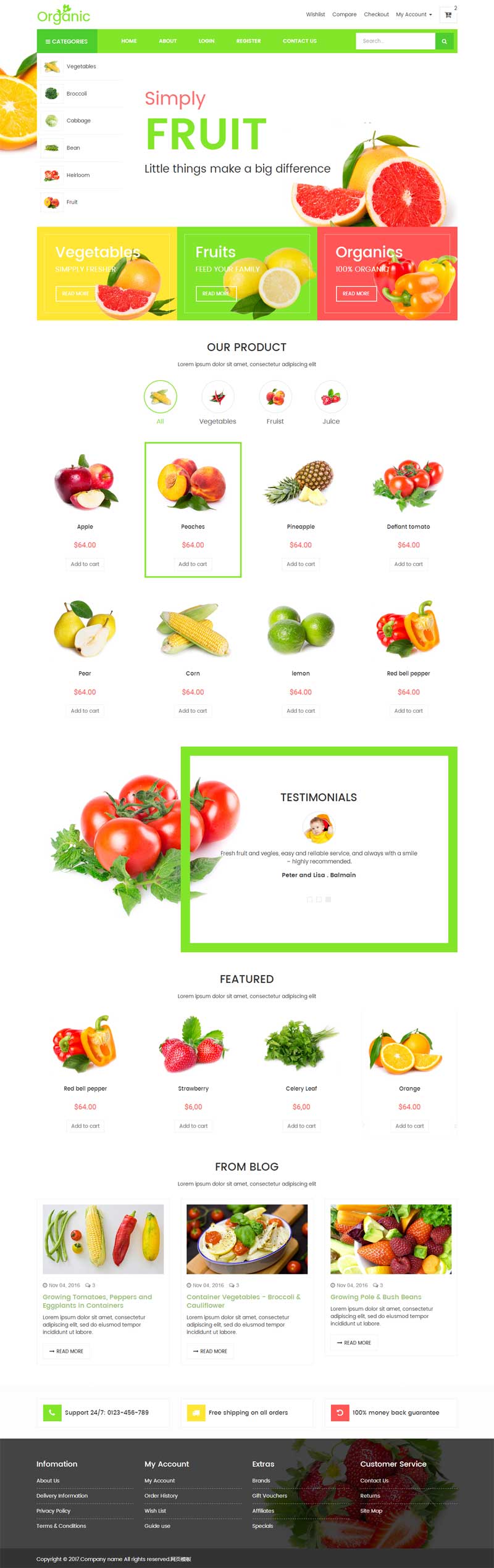 绿色简洁的蔬菜水果网上购物商城模板源码插图源码资源库