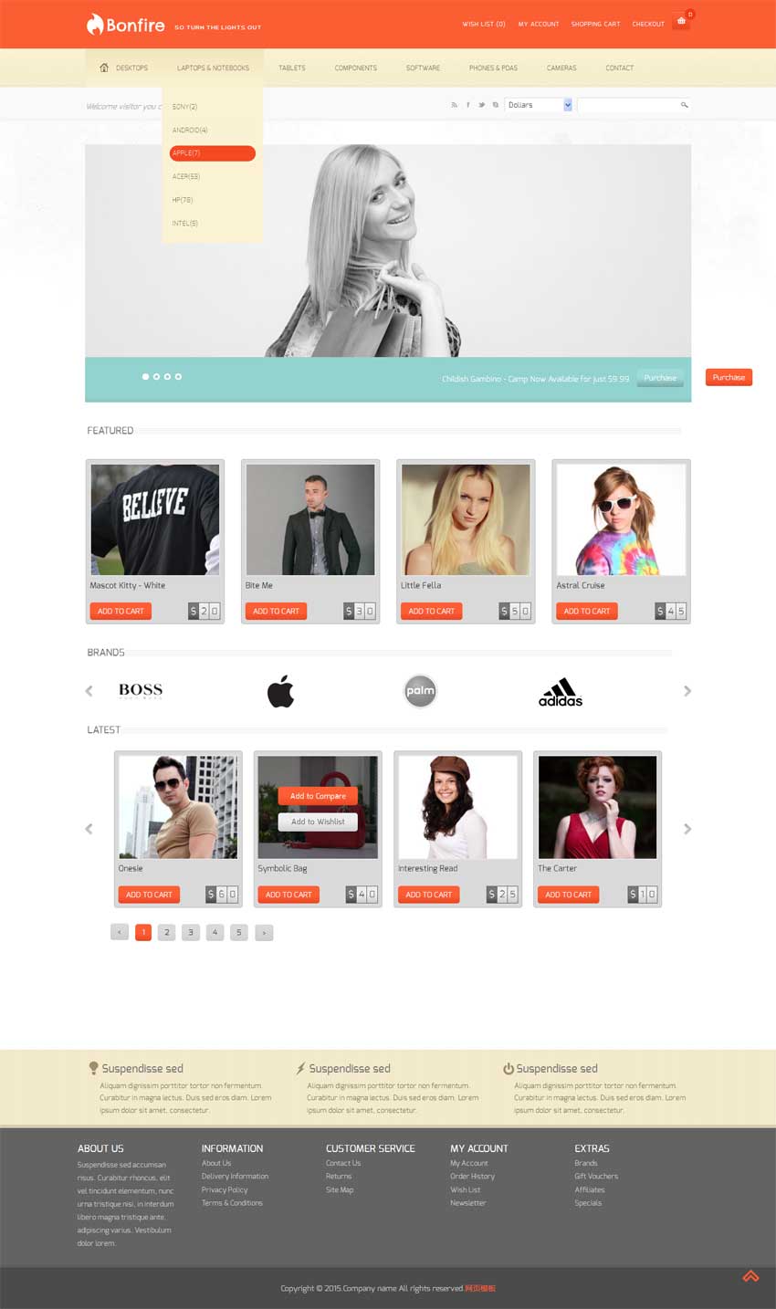 橙色的时尚服装购物商城响应式模板html源码_商城网站模板插图源码资源库