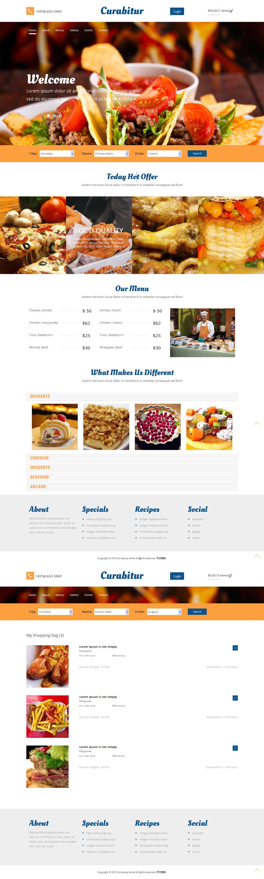 国外响应式网上蛋糕店订餐购物网站模板html_商城网站模板插图源码资源库