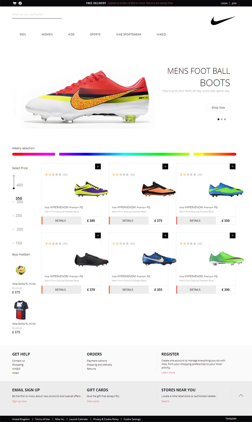 HTML5响应式网站nike足球运动鞋商城模板源码下载_商城网站模板插图源码资源库