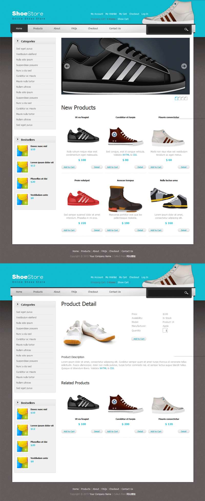 国外时尚鞋子购物商城静态模板下载_商城网站模板插图源码资源库