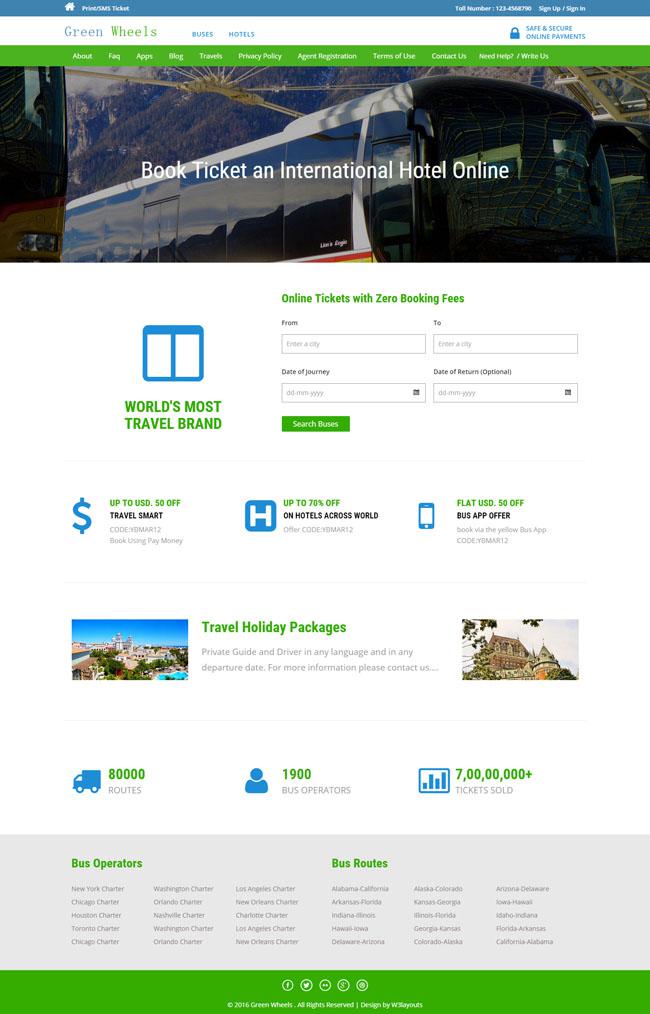 HTML5绿色清爽旅游模板插图源码资源库