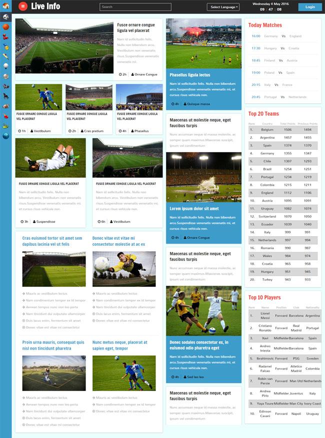 足球赛事直播HTML5网站模板插图源码资源库