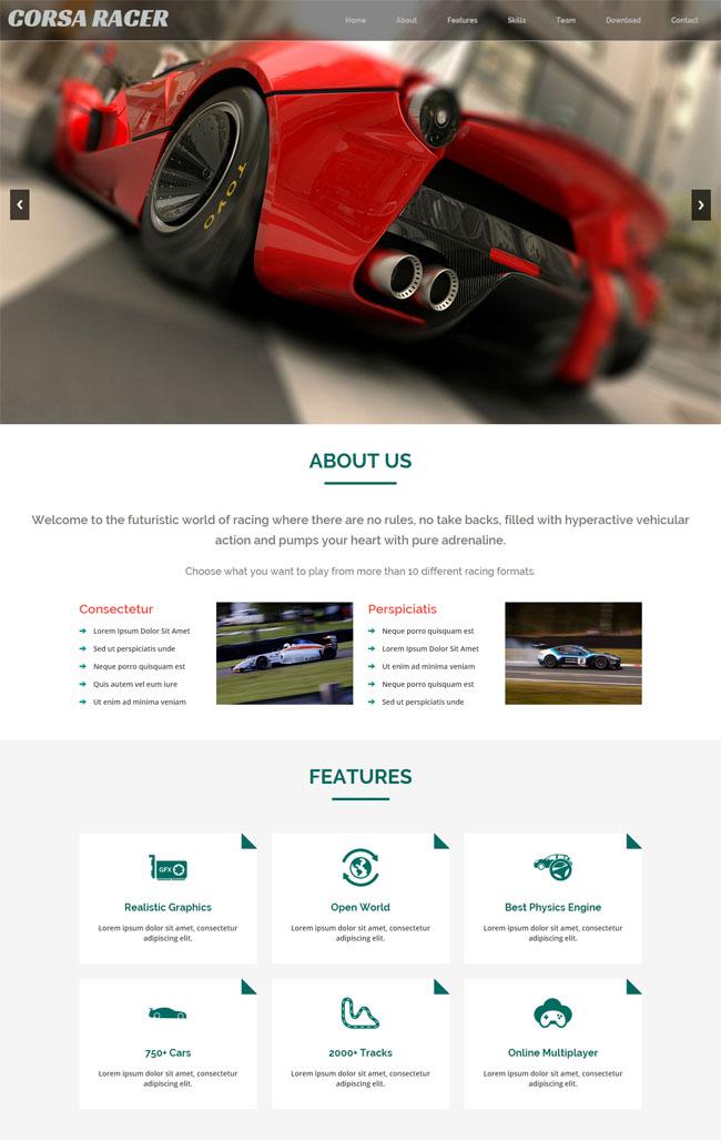 HTML5赛车游戏官方网站模板插图源码资源库