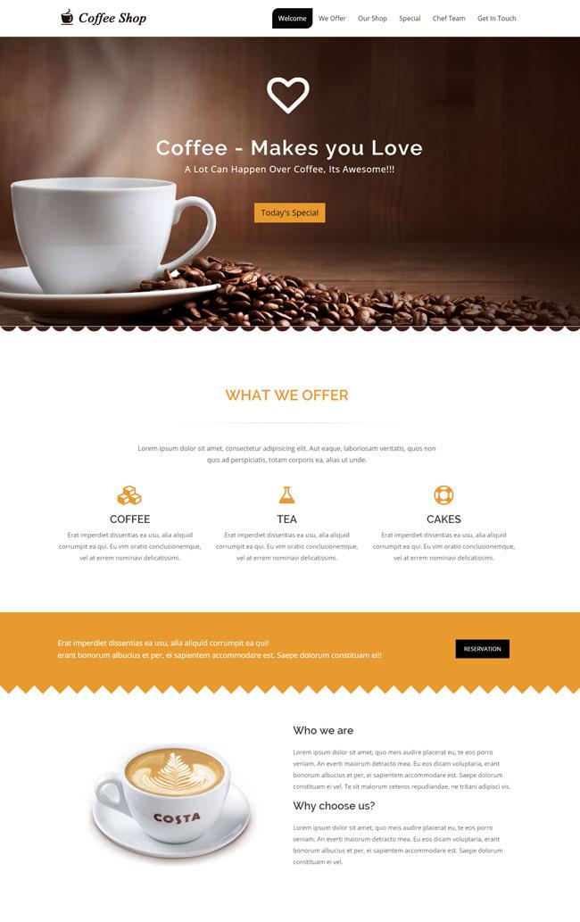 咖啡蛋糕店加盟网站模板插图源码资源库