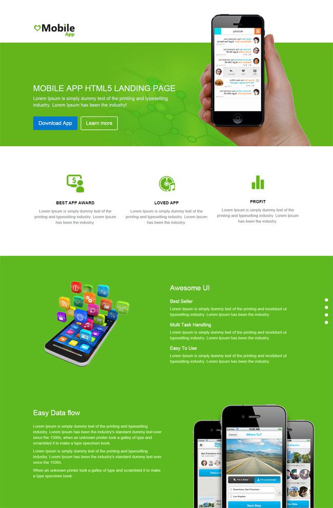 绿色手机应用官网网站模板插图源码资源库