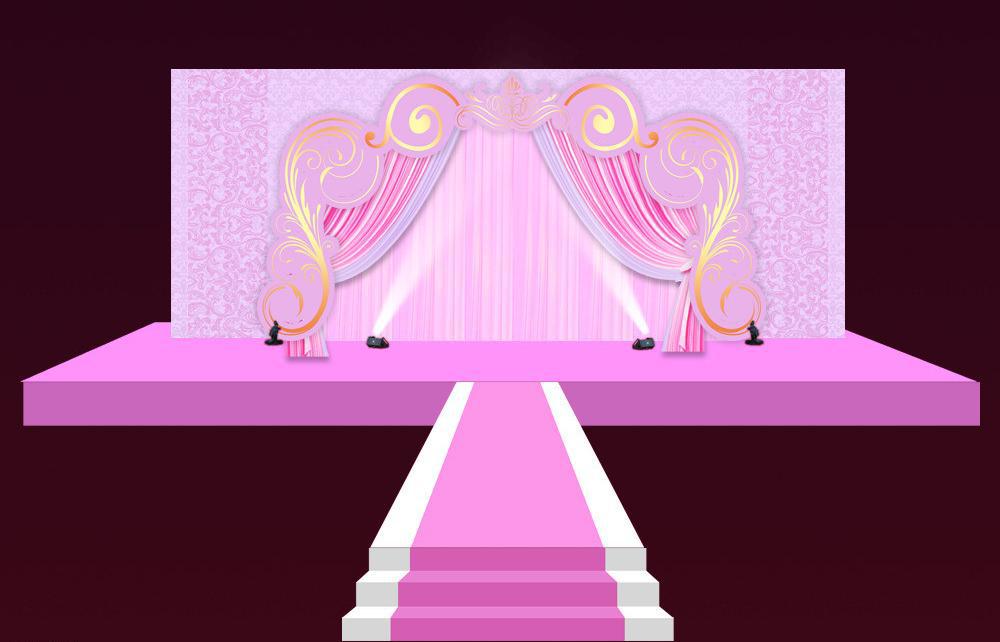 粉色主题婚礼舞台效果图插图源码资源库