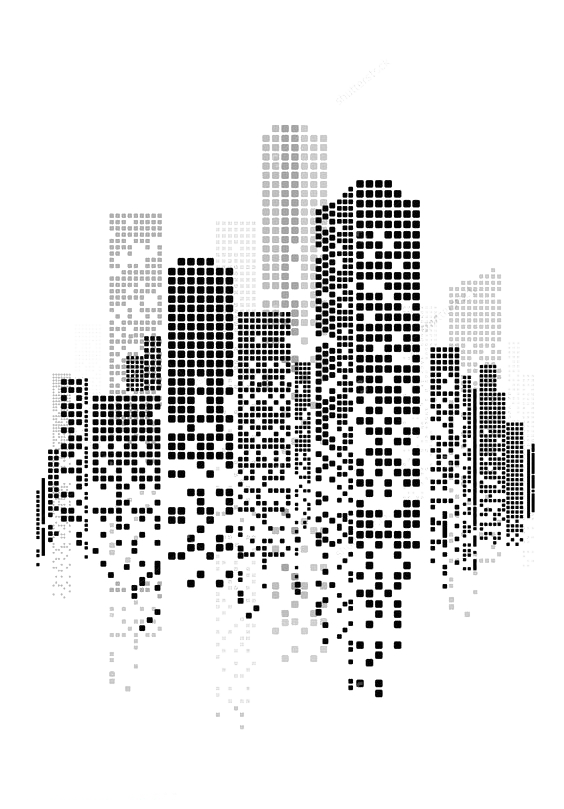 镂空城市剪影线条城市高清免抠图（7张）插图源码资源库
