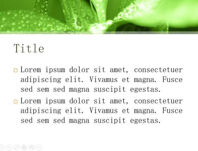 嫩叶上的露珠 花儿淡雅春绿清新自然ppt模板（2套）插图源码资源库