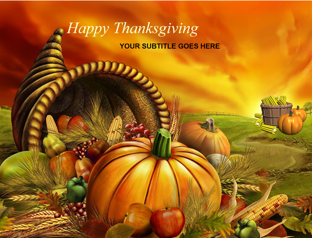 Happy Thanksgiving南瓜玉米食物主题感恩节ppt模板（3套）插图源码资源库