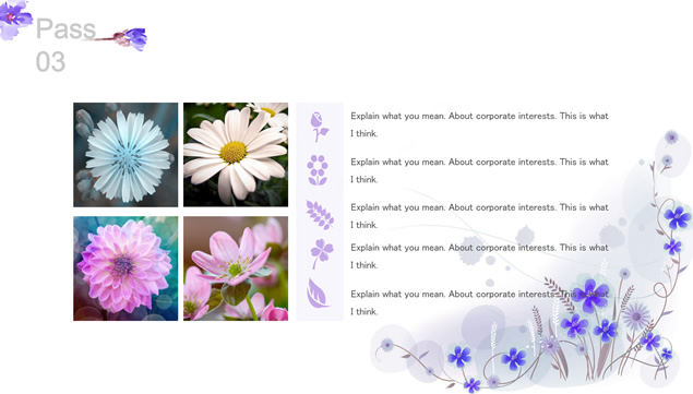 蓝紫亮丽色彩花朵水彩画小清新唯美风ppt模板插图源码资源库