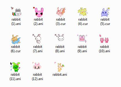 可爱卡通兔鼠标指针插图源码资源库