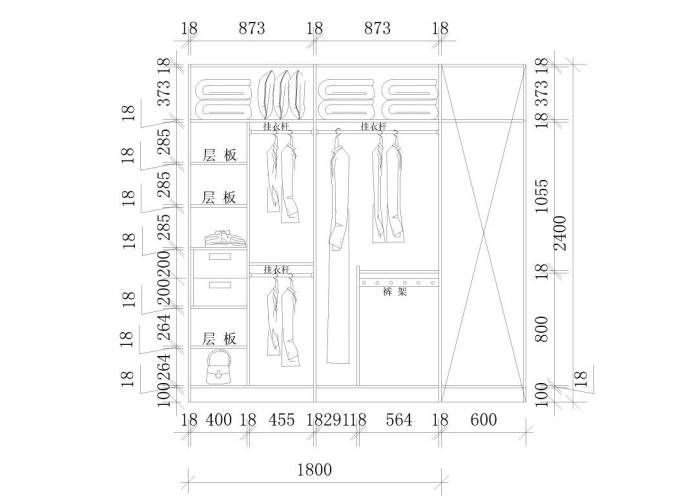 标准衣柜设计图纸插图源码资源库