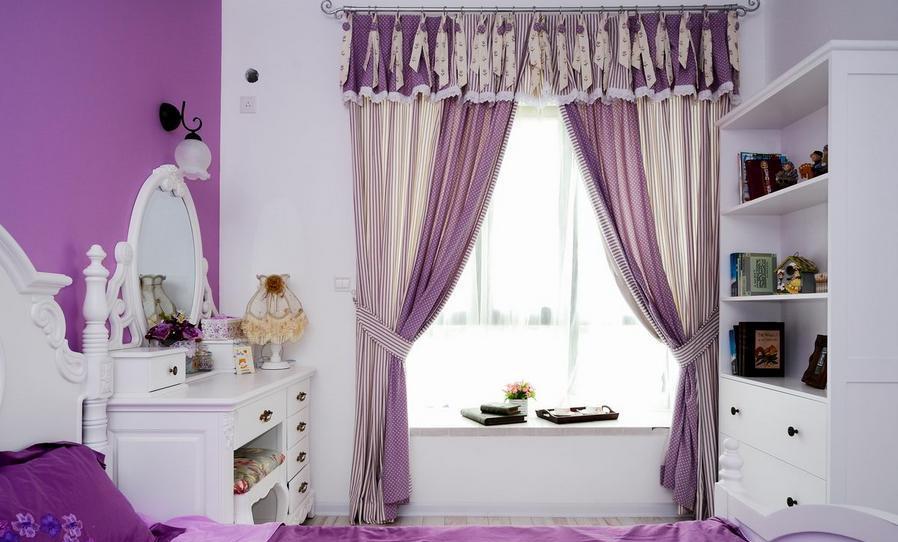 卧室紫色窗帘效果图插图源码资源库